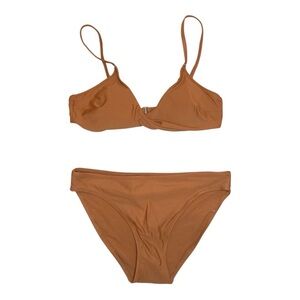 Aerie Twist Scoop Bikini Set in Jupiter Brown Size Small NWT